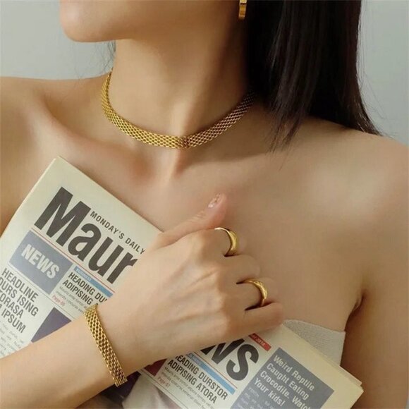 Jewelry - Minimalism Width Weave Charm Chain Choker Necklaces and Bracelets